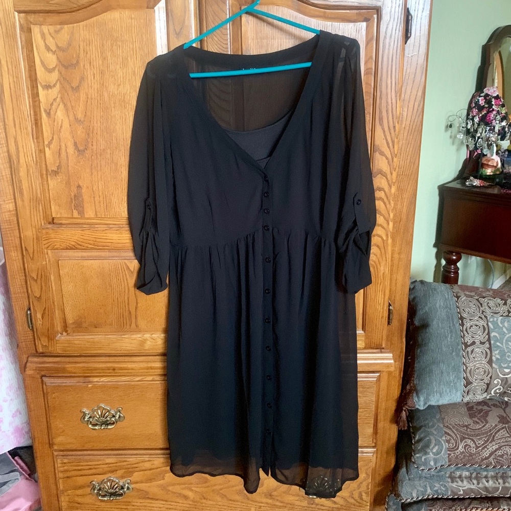Torrid Black Sheath Dress with Sheer Overlay